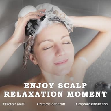 FREATECH Scalp Massager Hair Growth, Scalp Scrubber Shampoo Brush with Soft Silicone Bristles for Dandruff Removal and Hair Care, Wet & Dry Hair Massager Scalp Exfoliator for All Hair Types, Black - Image 5