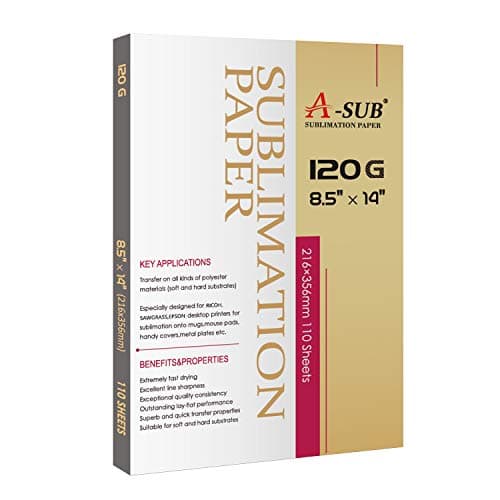 A-SUB Sublimation Paper 8.5x14 Inch 120GSM, 110 Sheets - Compatible with Inkjet Printers & Sublimation Inks, High Transfer Efficiency for T-Shirts, Mugs, Crafts - Image 1