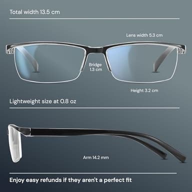 6 pack Executive Style Reading Glasses Men - Durable Readers with 99% Blue Light Blocking - Comfortable Fit with TR90 Frames - Image 3