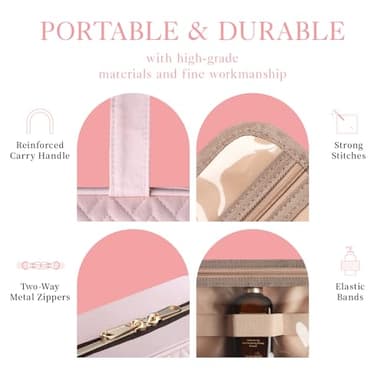 HOTOR Travel Toiletry Bag w/Hanging Hook - Spacious Toiletry Bag Essentials for Women & Men, Makeup Bag/Big Comparment, Waterproof for Travel Accessories, Medium, Pink - Image 7