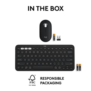 Logitech Pebble 2 Combo, Wireless Keyboard and Mouse, Quiet and Portable, Customizable, Logi Bolt, Bluetooth, Easy-Switch for Windows, macOS, iPadOS, Chrome - Black - Image 10
