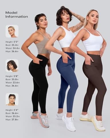 CHRLEISURE Leggings with Pockets for Women, High Waisted Tummy Control Workout Yoga Pants(5 Packs, Black,Gray,Brown,Navy,Khaki,2XL) - Image 6
