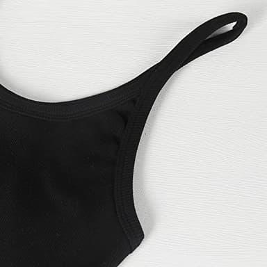 GEMBERA Women Spaghetti Strap Scoop Neck Ribbed Tank Tops Slim Fitted Cotton Camisole Basic Sleeveless Layering Shirts(3227 Black M) - Image 4