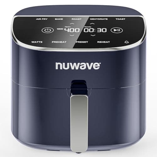 Nuwave Brio Plus 8 Qt Air Fryer, PFAS Free, New & Improved, Digital Touch Screen, Cool White Display, 50°F~400°F in Precise 5°, 5 Cook Functions, 100 Presets & 50 Memory, 3 Wattages 700, 1500, 1800 - Image 1