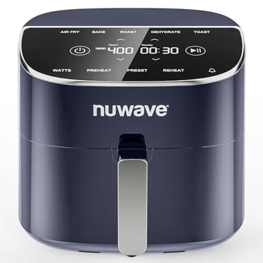 Nuwave Brio Plus 8 Qt Air Fryer, PFAS Free, New & Improved, Digital Touch Screen, Cool White Display, 50°F~400°F in Precise 5°, 5 Cook Functions, 100 Presets & 50 Memory, 3 Wattages 700, 1500, 1800 - Image 1