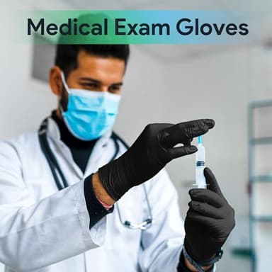 Black Large Nitrile Gloves Case of 1000 - Medical Grade - Latex-Free, Powder-Free - Disposable Nitrile Gloves - Medical Exam, Lab, and Industrial Use - Image 2