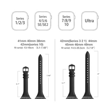 WFEAGL Compatible with Leather Apple Watch Band 41mm 40mm 38mm 42mm(series 11 10) Women, Top Grain Leather Strap Slim & Thin Replacement Wristband for iWatch Bands SE 3 2 1, Series 11 10 9 8 7 6 5 4 3 2 1 - Image 7