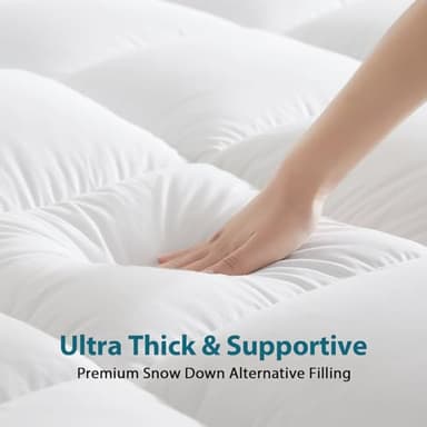 CYMULA Queen Mattress Topper for Back Pain - Extra Thick Cooling Mattress Pad Cover for Queen Size Bed - Soft Mattress Protector Pillow Top with 8-21 Inch Deep Pocket 3D Snow Down Alternative Fill - Image 7