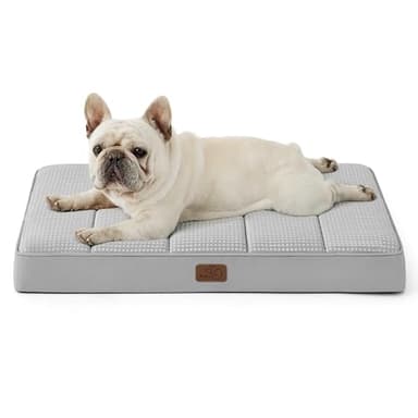 Bedsure Cooling Dog Bed for Small Dogs - Orthopedic Flat Puppy Beds with Removable Washable Cover, Egg Crate Foam Pet Mat, Suitable for Pet Up to 20 lbs - Image 1