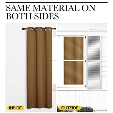 NICETOWN Sleek Blackout Curtains 63 inches Length for Small Windows, Noise Reducing and Block Draft Panels for Door Doorway Laundry Office Luxury Decor Theme (2 Panels, Gold Brown, W34 x L63 -Inch) - Image 6