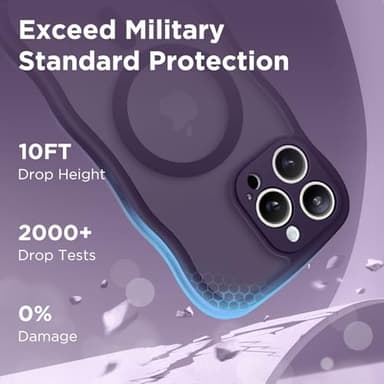 CAPRARO Cute for iPhone 15 Pro Max Case, Compatible with MagSafe, [Curly Wave Edge] [Full Camera Protection] [14 FT Drop Shockproof Protection] Magnetic Phone Case for 15 Pro Max 6.7 Inch, Deep Purple - Image 5