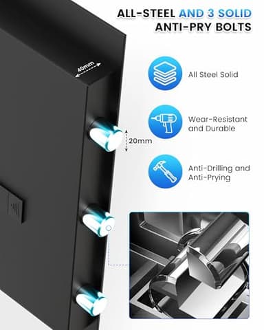 3.5 Cuft Fireproof Safe Box, Home Safes Water and Fireproof, Digital Security Document Safe With LCD Programmable Keypad, Backup Keys, Smart Alert, Large Combination Safety Box For Money Jewelry - Image 6