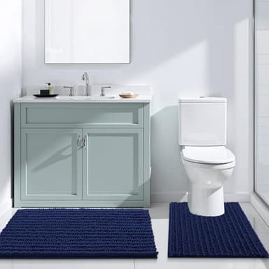 Arotive Luxury Chenille Bathroom Rug Mat, Extra Soft Thick Absorbent Shaggy Bath Rugs, Non-Slip Machine Wash Dry, Plush Bath Mats for Bathroom, Shower and Tub, 60x24, Navy - Image 8
