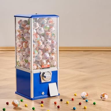 VEVOR Gumball Machine for Kids, 25" Height Home Vending Machine, PS Bouncy Balls Dispenser, Hold 230 Capsule Toys, Rectangle Bubble Gum Machine for Game Stores, Coin Operated Gumball Bank, Blue - Image 8