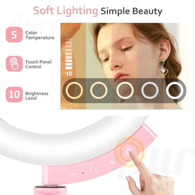 Aureday 12'' Selfie Ring Light with 62'' Tripod Stand and Magnetic Phone Holder, LED Ringlight for Recording/TikTok/Makeup/Photography, Circle Fill Light with Wireless Remote for iPhone&Android Phones - Image 2