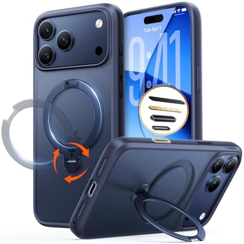 TORRAS Q3 Spin for iPhone 17 Pro Case, Patented 360 Magnetic Stand, Fit for MagSafe, Built-in Ring Holder Kickstand, Military Grade Protective Phone Case for iPhone 17 Pro, Camera Control, Deep Blue - Image 1