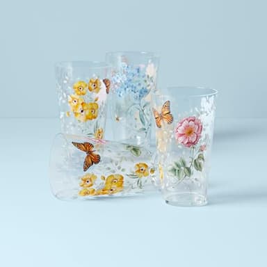 Lenox 866239 Butterfly Meadow Melamine Acrylic 4-Piece Highball Set, 20 oz, Acrylic NOT GLASS - Image 2