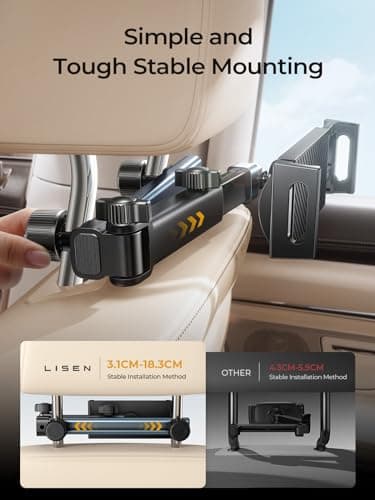 LISEN 3 in 1 for iPad Holder for Car Accessories for Women Road Trip Essentials for Travel Truck Backseat Car Organizer Car tv Headrest Tablet Holder iPad Car Mount for Kids Fire Tablet 4.7-11" - Image 7