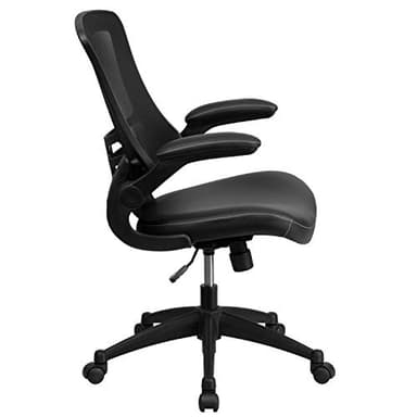 Flash Furniture Kelista Mid-Back Swivel Office Chair with Adjustable Seat Height, Ergonomic Mesh Desk Chair with LeatherSoft Seat, Black - Image 14