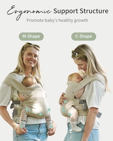GROWNSY Baby Carrier Newborn to Toddler, Cozy Baby Wraps Carrier, Ergonomic Baby Carrier with Head Support, Cream - Image 5