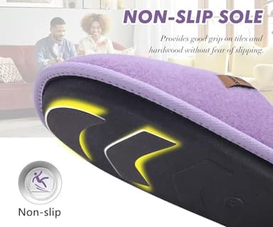 COFACE Womens House Slippers Ladies Memory Foam Warm Fuzzy Scuff Slipper Slip On Lightweight Felt Bedroom Shoes With Indoor Outdoor Rubber Sole, Light Purple Size 7 - Image 5