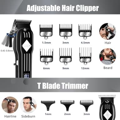 Professional Hair Clippers and Trimmer Set for Men, Beard Trimmer & Foil Shaver & Nose Trimmer Kit, Cordless Mens Clippers and Grooming Kit for Hair Cutting, Beard Styling, Home, Barber - Image 2