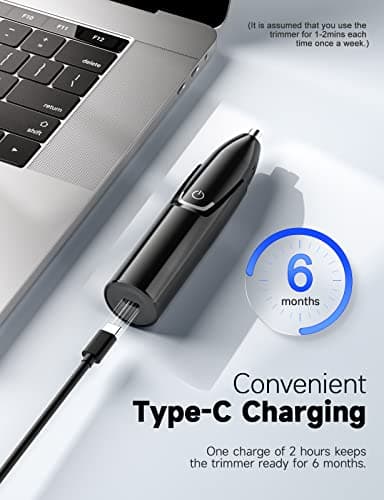 Rechargeable Ear and Nose Hair Trimmer - 2025 Professional Painless Eyebrow & Facial Hair Trimmer for Men Women, Powerful Motor and Dual-Edge Blades for Smoother Cutting Black - Image 2