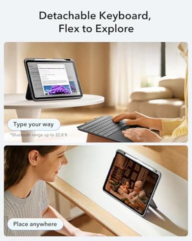 ESR for iPad (A16) 11th/10th Gen Flex Keyboard Case, Ultra-Light Magnetic Detachable Keyboard for iPad 10.9" with Writing/Viewing Modes, Larger Precision Trackpad, Dark Gray - Image 4
