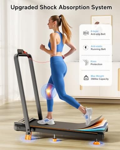 2025 Upgrade Walking Pad Treadmill with 8% Incline & Handle Bar, 3.5HP Portable Treadmill for Home Small, Under Desk Compact Walking Pad 300+lb Capacity, Shock Absorption, 0.6-6mph, Remote, Smart App - Image 4