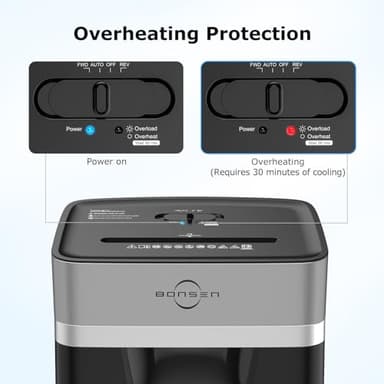 BONSEN 14-Sheet Paper Shredder for Home Office, Heavy Duty Cross Cut Shredder with 5.3 Gal Pullout Bin, Quiet Shredder for CDs/Credit Card/Staple, P-4 Security, Anti-Jam System - Image 6
