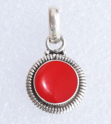 Coral Stone 925 Sterling Silver Pendant Necklace For Women Girls Gift, Natural Gemstone Pendant Necklace, Solitaire Pendant, Handmae Pendant - Image 4