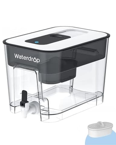 Waterdrop 40-Cup Large Water Filter Dispenser with 1 Filter, 200-Gallon Long-Life, for Home and Office, 5X Times Lifetime, Reduces Chlorine, PFOA/PFOS and More, BPA Free, Black - Image 1