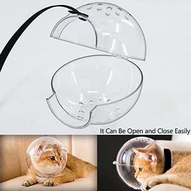 Cat Transparent Muzzle with Breathable Hood, Adjustable Kitten Astronaut Helmet Prevent from pet Biting Chewing Grooming Hoqqf, Ball Mask for Aggressive Cat(M) - Image 5
