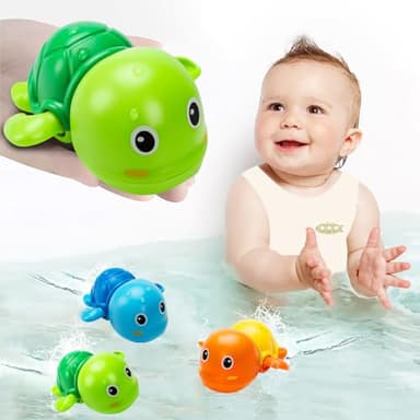 Bath Toys, Cute Swimming Turtle Baby Bath Toys for Toddler 1-3, Water Pool Floating Wind Up Toys for 1 Year Old Boy Girl Gifts, Infant Toddlers Kids Bathtub Toys, 3 Pack - Image 1