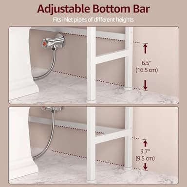 MEUIS Over The Toilet Storage Cabinet - Farmhouse Bathroom Shelves with Doors Freestanding Organizer Narrow Floor Stand Shelf Above Toilet 71" Tall, Distressed White - Image 4