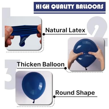 PartyWoo Navy Blue Balloons 120 pcs Different Sizes Pack of 18 12 10 5 Inch Pearl Dark Blue Balloon Arch Kit Garland for Graduation Wedding Baby Shower Birthday Party Decorations Blue-Z90 - Image 7