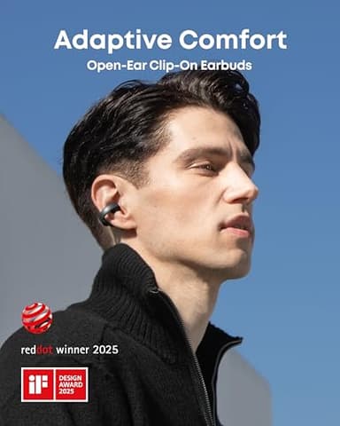 Soundcore AeroClip by Anker, Open-Ear Earbuds, Clip-On Headphones, Adaptive Comfort, Clear Calls with 4 Mics and AI, Stable Fit, 12mm Drivers for Powerful Bass, Hi-Res, Open-Ring Design - Image 2