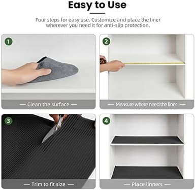 BAGAIL Drawer and Shelf Liner, 12 in X 10 Ft Non-Adhesive Shelf Liners for Kitchen Cabinets, Thick Strong Grip Liners for Desk, Shelves, Bathroom Drawers, Cabinet Protection - Black - Image 7
