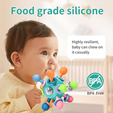 Baby Montessori Teething Toys for 0-6 6-12 Months BPA Free Sensory Toys for Babies 0 3 6 9 12 18 Months Newborn Infant Learning Developmental Chew Rattle Toys Shower Gifts for 1 2 Year Old Girls Boys - Image 2
