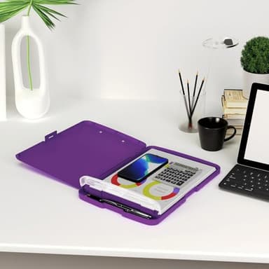 Piasoenc Clipboard with Storage, 8.5 x 11 Organization Box with Pen Holder and A4 Legal Paper Folder, Folio & Side-Opening, Low Profile Clip,for Nurses,Teachers, Size 14 x 9.6 x 1.2 in, Deep Purple - Image 7