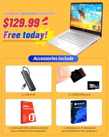 HP 2025 New Student Business Laptop, Intel N150 CPU(Beats N4120), 14 Inch LED, 16 GB RAM, 384 GB Storage(128GB UFS+256GB MSD), Wi-Fi 6, Copilot AI, Office Pro Lifetime, Windows 11 Pro, Pale Rose Gold - Image 2