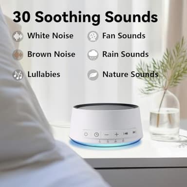 Sound Machine White Noise Machine with 30 Soothing Sounds 12 Colors Night Light Sleep Machine for Baby Kids Adults Brown Nosie Machine Pink Noise Machine with 32 Volume Levels for Office Home Travel - Image 2