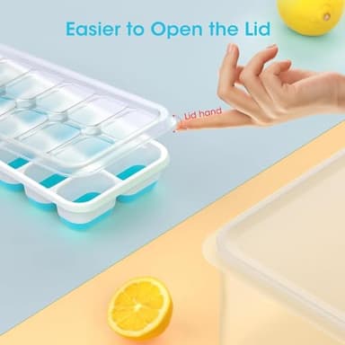 DOQAUS Ice Cube Tray with Lid and Bin, 4 Pack Silicone Plastic Ice Cubes Trays for Freezer with Box/Container, Stackable with Storage Iced Bucket Kits, Scoop, for RV, Soup, Food, Cocktail, Coffee - Image 7
