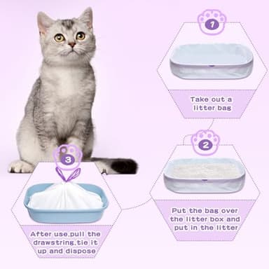 Elzrghs Cat Litter Box Liners Large, 30 Pack Jumbo Drawstring Cat Litter Bags, Extra Thick Litter Pan Liners Heavy Duty 36"x16" - Image 6