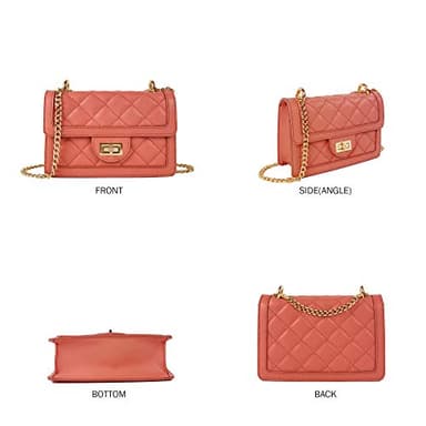 SG SUGU Small Quilted Crossbody Bag, Trendy Designer Shoulder Bag, Phone Wallet Purse for Women (Coral) - Image 2