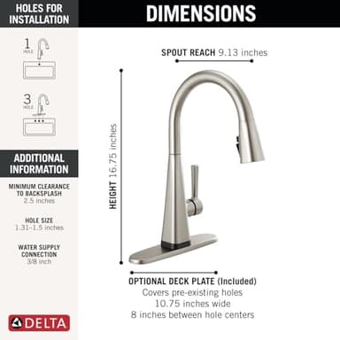 Delta Lenta Touchless Kitchen Faucet with Touch Technology, Brushed Nickel Kitchen Sink Faucet with Pull Down Sprayer, Single Hole, SpotShield 19802TLZ-SP-DST - Image 6