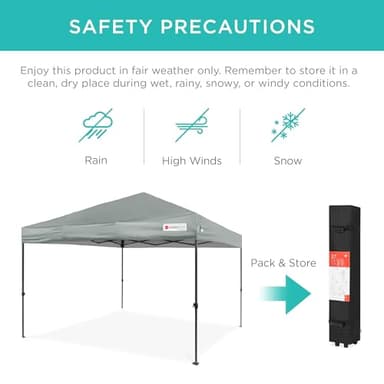 Best Choice Products 10x10ft 1-Person Setup Pop Up Canopy Tent Instant Portable Shelter w/ 1-Button Push, Case, 4 Weight Bags - Silver - Image 6