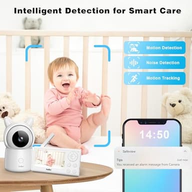 Baby Monitor, 4.3" Video Baby Monitor with 1080P Camera, Smart 2.4G WiFi Audio Monitor with Remote PTZ, Night Vision, 2-Way Talk, Sleep Mode, RGB Night Lights, Lullabies & 1000ft Range, APP Control - Image 3