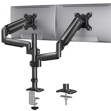 HUANUO Dual Monitor Mount up to 32 inches Screens, Taller Monitor Stand Hold 19.8lbs, Dual Monitor Arm Desk Mount Easy Adjustable with Tilt, Swivel, Rotation, VESA 75/100mm - Image 1