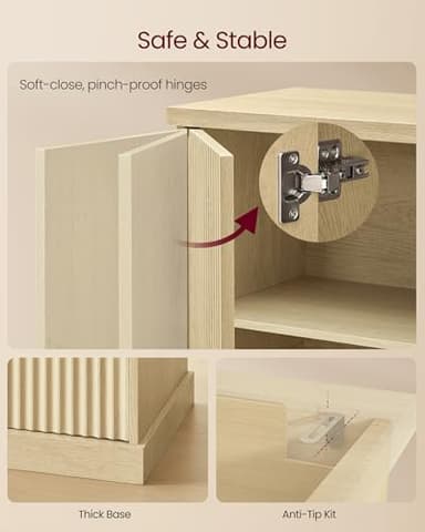 VASAGLE MAXE Collection - Transitional Buffet Cabinet, Console Cabinet, Sideboard with Adjustable Shelves, Fluted Doors, Buffet Table, Kitchen Pantry, Oak Beige UBBK382Y01S - Image 5